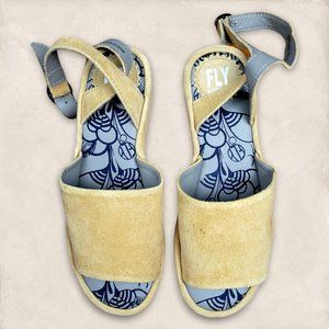 Womens Oil Suede Mustard Sandal Platform Wedge Heels | 5.5